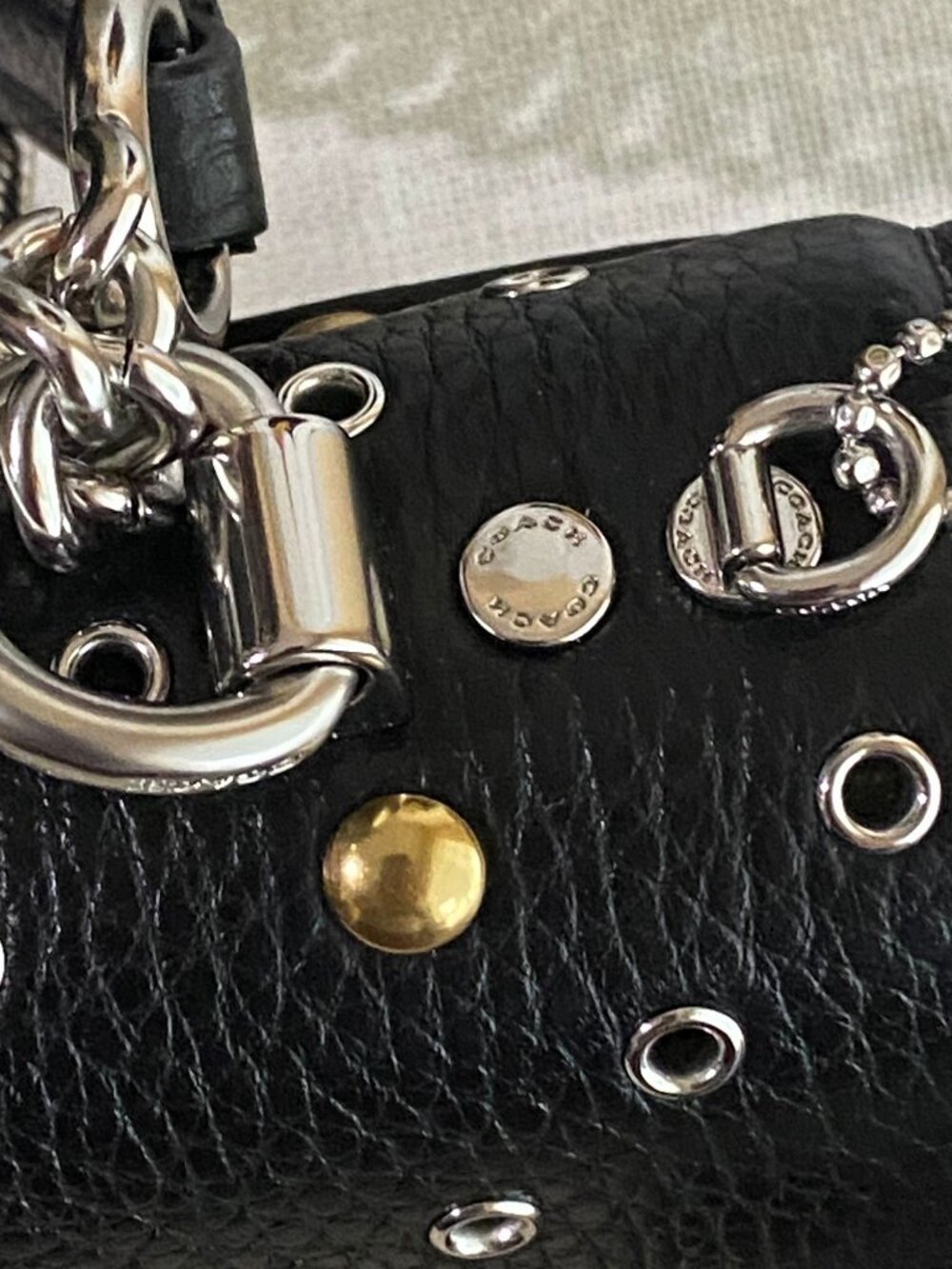 Coach Klare Crossbody + Matching Studded Wallet on Chain Set Black Multi Rivets - Picture 5 of 14